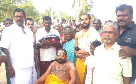 ஸ்ரீவில்லிபுத்தூர் ஆண்டாள் திருக்கோயில் ஸ்ரீஸ்ரீஸ்ரீ பரமகுரு இராமானுஜ ஜீயர் மணத்தி கிராம மக்களுக்கு உதவிகள் வழங்கினார்