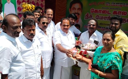 தூத்துக்குடியில் அதிமுக சார்பில் கோடை கால நீர் மோர் பந்தல் - எஸ்.பி.சண்முகநாதன் திறந்து வைத்தார்