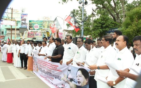 திமுக ஆட்சியில் கட்டுக்கடங்காது வரி உயர்வு - திரும்பப் பெற வலியுறுத்தி அதிமுக சார்பில் போராட்டம்