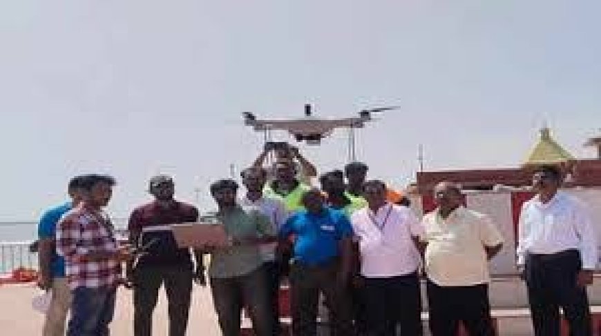 திருச்செந்தூரில் கடலரிப்பு : டிரோன் மூலம் விஞ்ஞானிகள் ஆய்வு - கடல் நீரோட்டம் குறித்து பதிவு