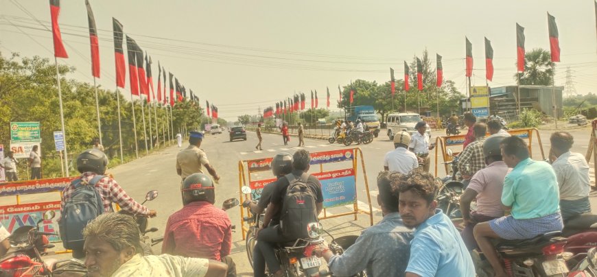 உதயநிதி ஸ்டாலின் சுற்றுப்பயணம் : பல இடங்களில் போக்குவரத்து நெரிசல்