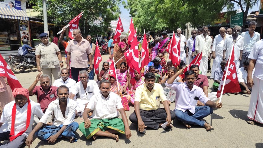 ஸ்ரீவைகுண்டம் வடகால் பாசனத்திற்கு தண்ணீர் கேட்டு புதுக்கோட்டையில் மறியல்