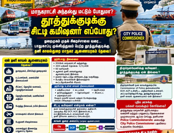 மாநகராட்சி அந்தஸ்து மட்டும் போதுமா? தூத்துக்குடிக்கு சிட்டி போலீஸ் கமிஷனர் எப்போது?
