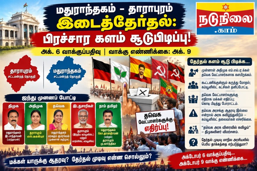 மதுராந்தகம்–தாராபுரம் இடைத்தேர்தல்: பிரச்சாரக் களத்தில் அனல்!