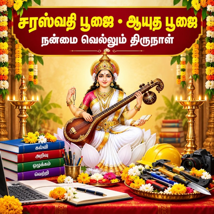 சரஸ்வதி பூஜை, ஆயுத பூஜை: நன்மையும் நீதியும் வெல்லும் திருநாள்!